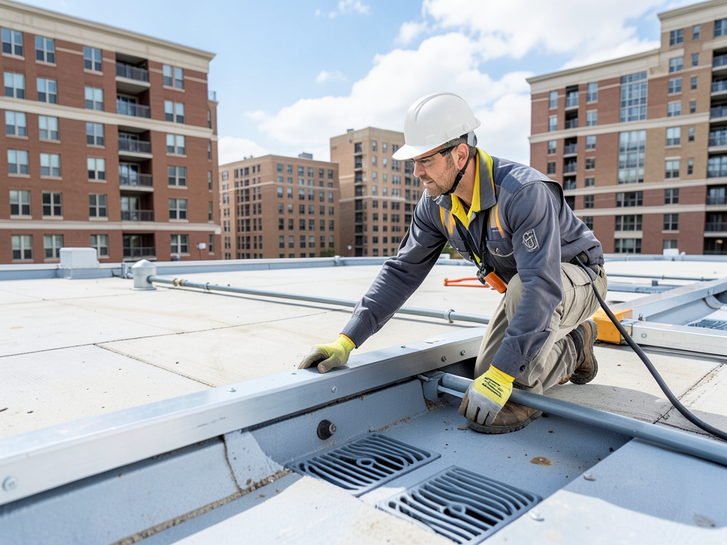 Flat roof drainage solutions for apartment manager